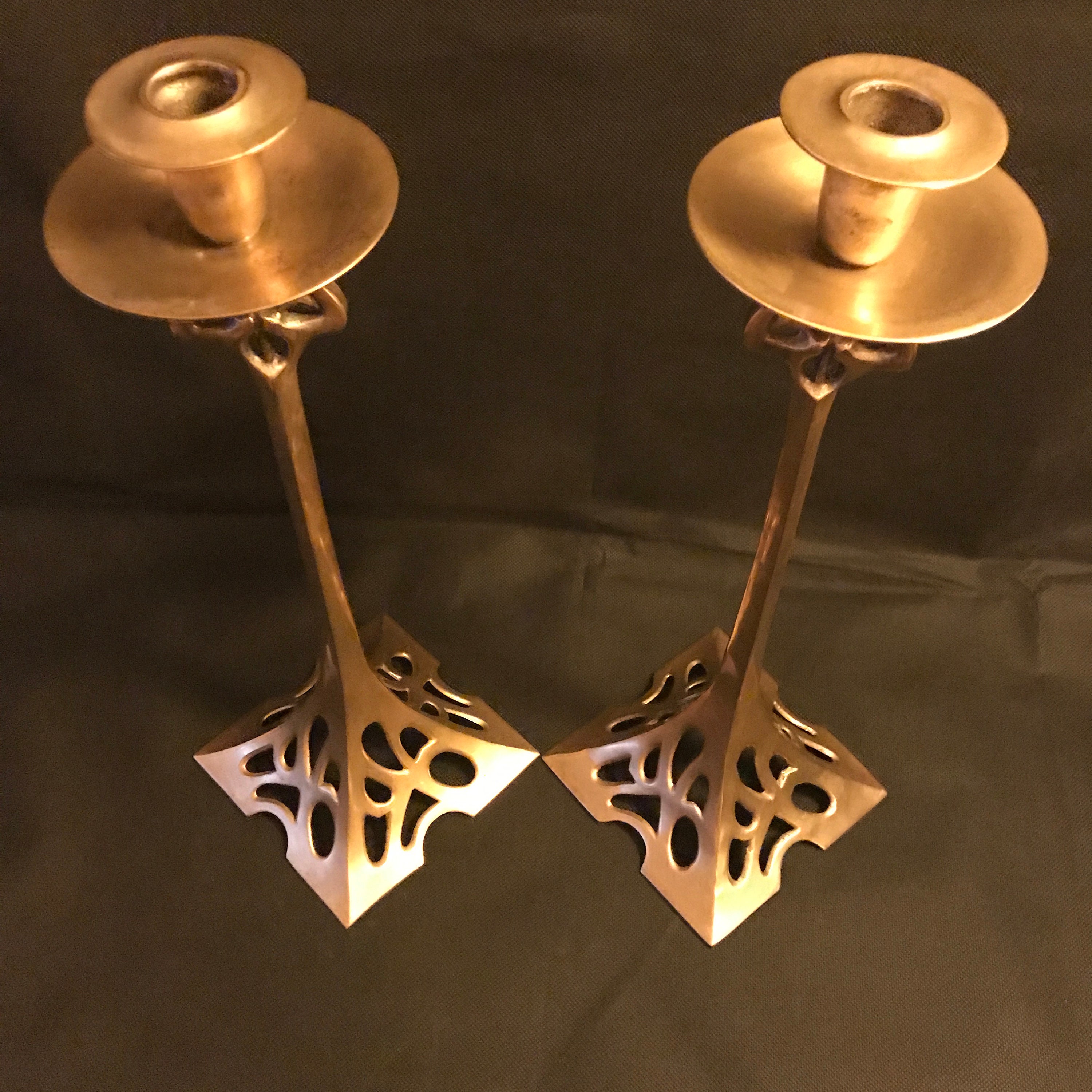Art Nouveau 19th Century Brass Candle Holders | Etsy