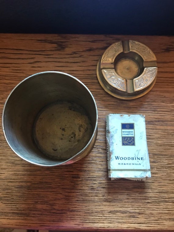Vintage Brass Cigarette Box and Ashtray