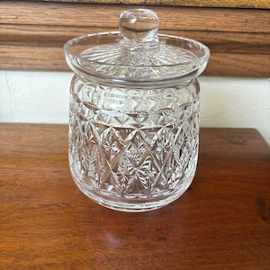 Vintage Storage Jar, Crystal Deep Cut Storage Jar, Crystal Biscuit Jar, Ginger Jar