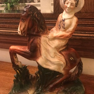 Antique Staffordshire Figure, Lady On Horse Figurine