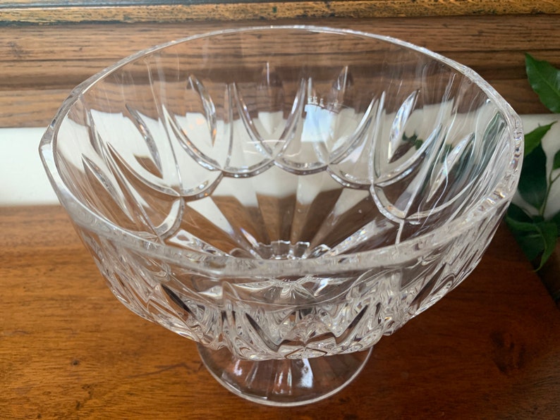 Vintage Crystal Bowl, Vintage Footed Crystal Bowl Heavy Deep Cut Crystal Footed Bowl, Crystal Footed Bowl image 3