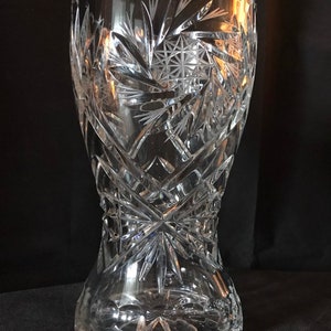 Vintage Large Wheel Cut Crystal Vase