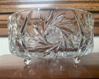 Tazón de cristal vintage, tazón de cristal de corte profundo vintage, tazón de cristal pesado vintage, tazón de cristal de corte profundo de calidad vintage