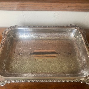 Vintage Silver Plated Asparagus Dish, Ornate Silver Plated English Asparagus Dish, English Silver Plated Deep Dish Or Tray