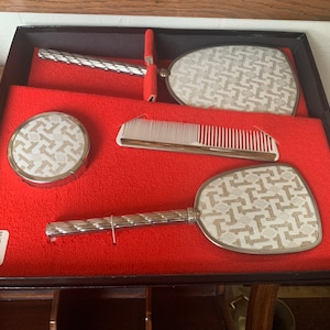 Vintage Silver Plated Dressing Table Set, Boxed Vintage Dressing Table Set, Silver Plated Dressing Table Set, Vanity Set