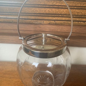 Vintage Cut Glass & EPNS Biscuit Barrel, Cotton Ball Jar, Bath Salts Jar, Container
