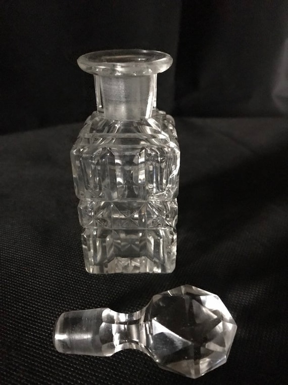 Vintage Crystal Cut Glass Perfume Bottle Etsy