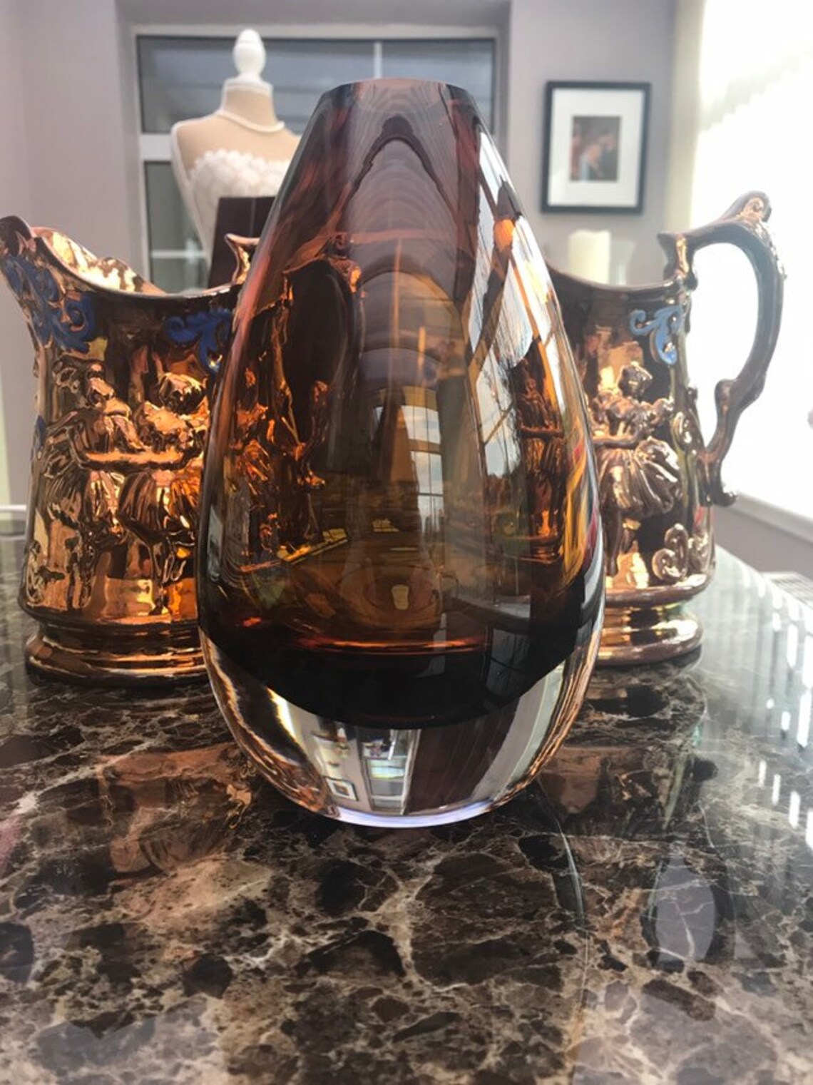 Vase en verre brun rétro vintage Etsy France