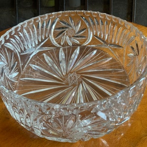 Vintage Large Deep Cut Crystal Bowl, Heavy Deep Cut Crystal Bowl
