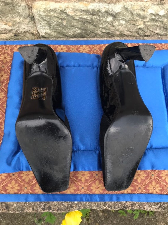 Vintage Carvella Black Patent Leather And Suede Shoes - Gem