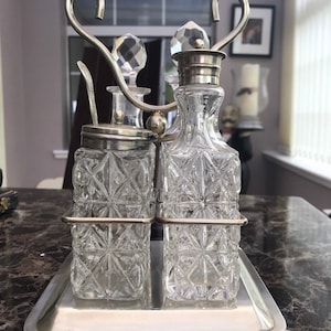 Victorian EPNS & Cut Glass Cruet Set - Silver Plated Traditional Cruet - Victorian Table Cruet Set