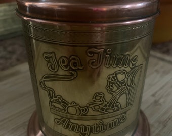 Vintage British Brass And Copper Tea Caddy