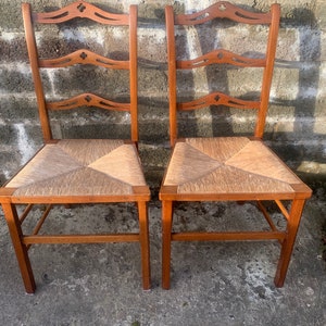 Vintage Chippendale Style Small Dining Chairs, Ladder Back Small Dining Chair, Pair Ladder Back Bedroom Chairs