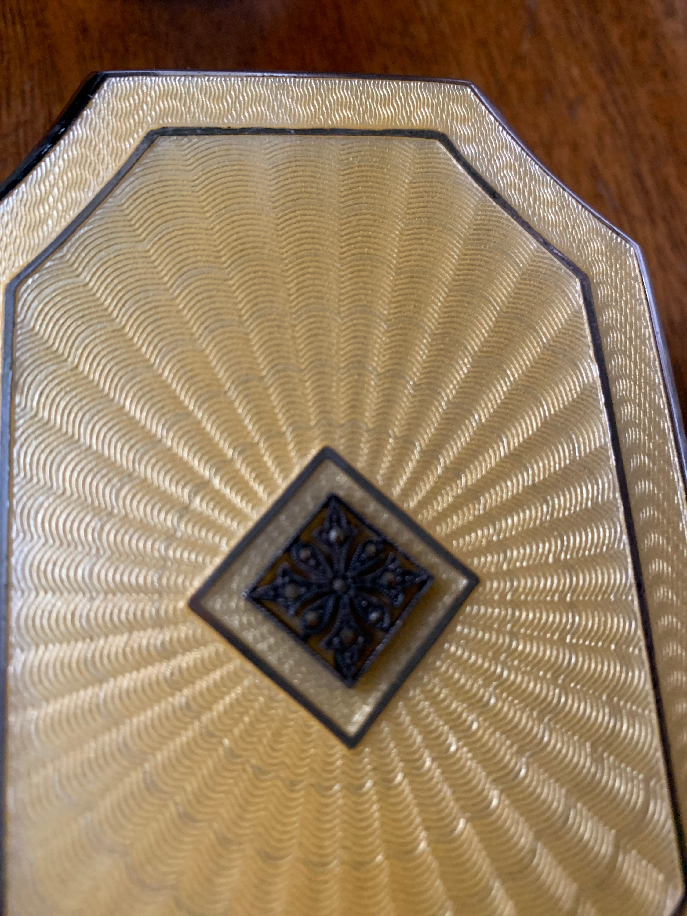 Vanity Art Deco Guilloche Enamel Yellow Gold Brushes Etsy