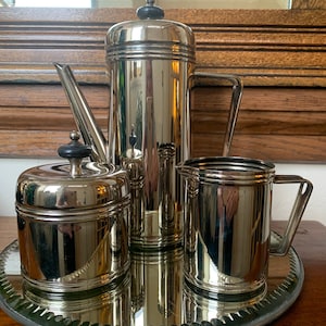 Vintage Silver Plated Art Deco Style Coffee Set, Silver Plated Coffee Set, Art Deco Silver Plate, Silver Plate
