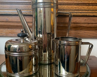 Vintage Silver Plated Art Deco Style Coffee Set, Silver Plated Coffee Set