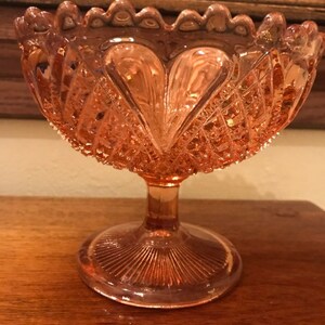 Vintage Pink Pressed Glass Compote image 2