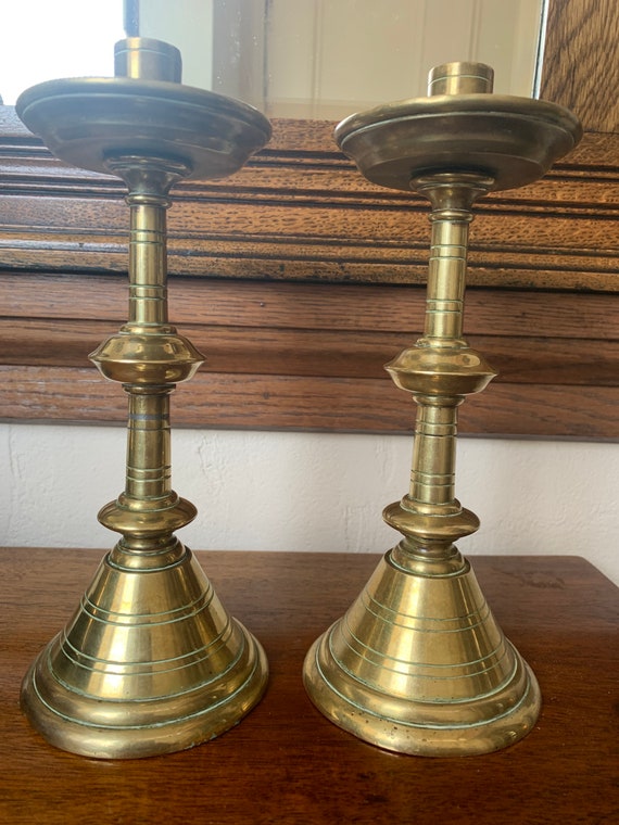 Vintage Antique Solid Brass Church Style Candle Holders, Candlesticks -   Canada