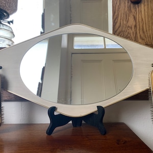 Vintage Retro MCM Wall Hanging Mirror And Brush Set, Wall Mirror