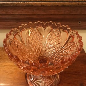 Vintage Pink Pressed Glass Compote