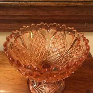 Vintage Pink Pressed Glass Compote image 1