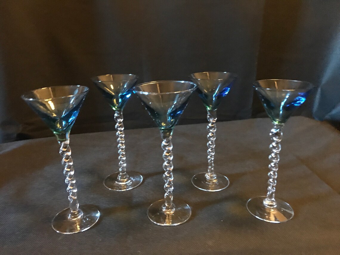 Vintage Blue Coloured Glass Liqueur Glasses, Sherry Glasses, - Etsy UK