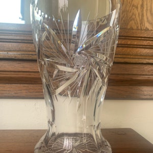 Vintage Heavy Deep Cut Crystal Vase, Large Heavy Crystal Vase, Vintage Deep Cut Crystal Vase