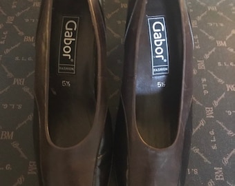 Vintage Brown And Black Court Shoes, Slip Ons, Gabor Court Shoes