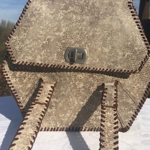 Vintage Art Deco Snakeskin Leather Handbag, Purse
