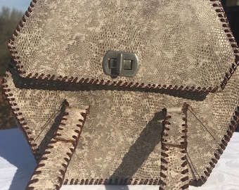 Vintage Art Deco Snakeskin bolso de cuero, monedero