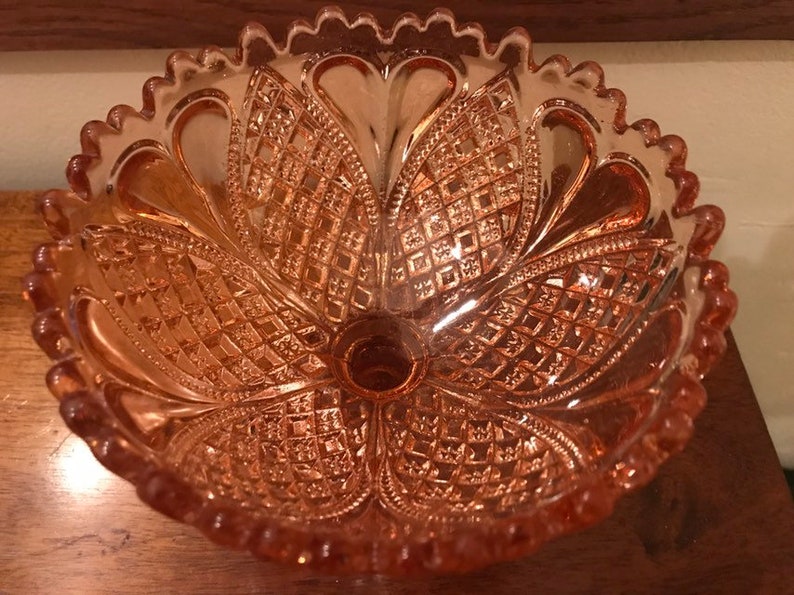 Vintage Pink Pressed Glass Compote image 3