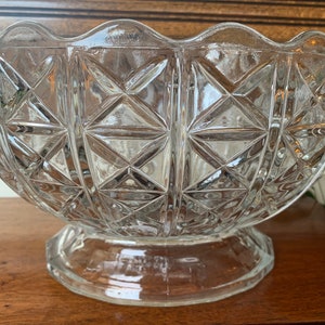 Vintage Crystal Bowl, Vintage Heavy Deep Cut Crystal Bowl, Large Crystal Footed Bowl, Large Heavy Crystal Footed Oval Bowl
