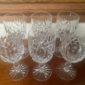 Vintage Crystal Dessert Wine Glasses, Vintage Crystal Port Glasses, Deep Cut Crystal Small Wine Glasses