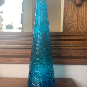 Vintage Empoli Blue Art Glass Bottle, Empoli Rossini Art Glass Bottle, Empoli Blue Glass, MCM Empoli Bottle