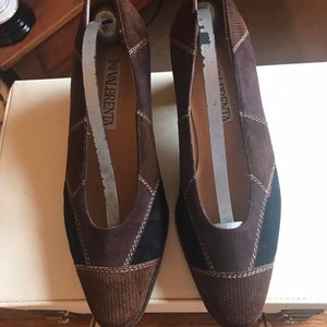 Vintage Italian Brown Patchwork Suede Shoes