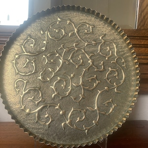 Antique Solid Brass Repousse Art Nouveau Drinks Tray, Art Nouveau Brass Cocktail Tray, Solid Brass Serving Tray, Brass Drinks Tray,