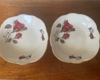 Vintage Par MCM China Rose Pattern Trinket Platos, Butter Pats