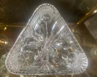 vintage Deep Cut Crystal Bowl & Cover, Crystal Bowl And Cover, vintage Crystal Covered Dish, vintage Crystal Covered Footed Dish