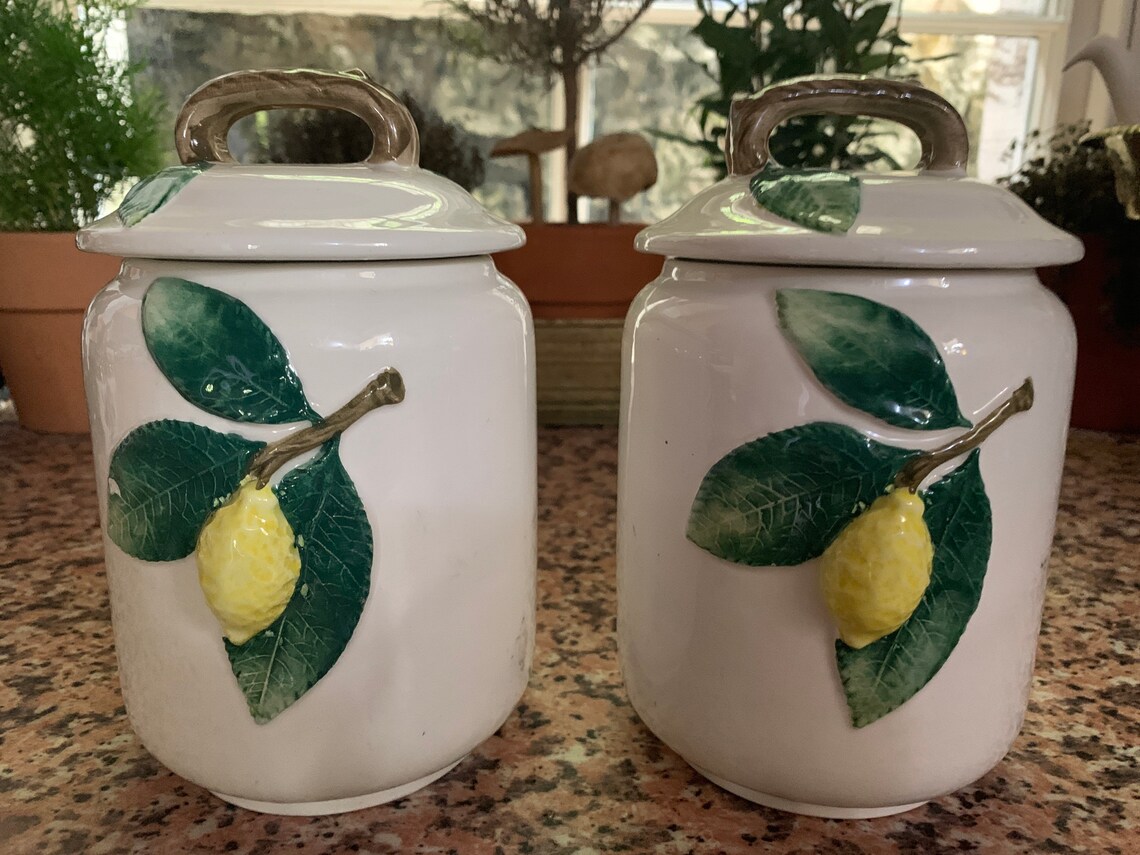 Vintage Italian Bassano Pottery Pair of Storage Jars Kitchen Etsy UK