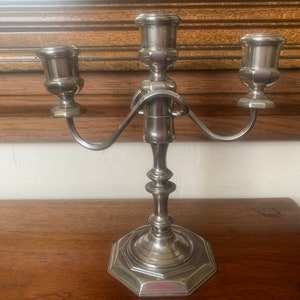 Vintage English Silver Plated Candelabra, Vintage Three Arm Candle Holder, Silver Plated Grenadier Candlestick