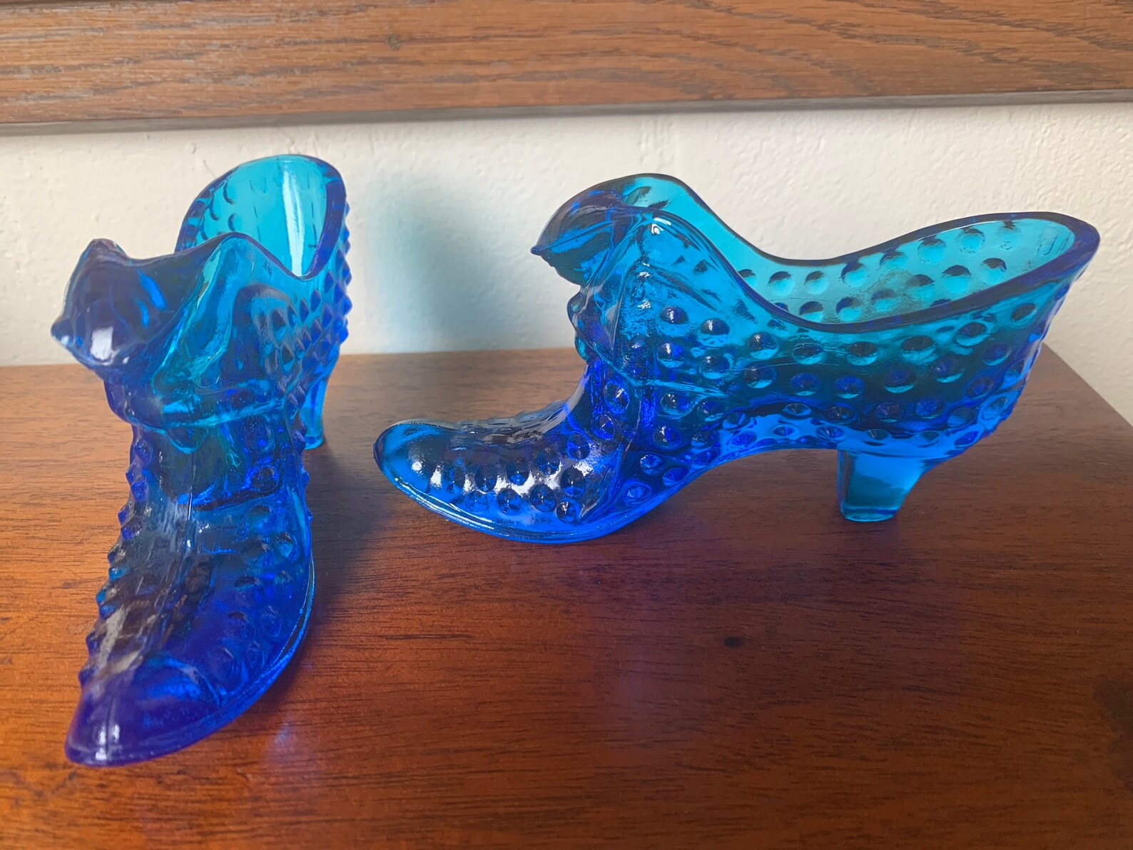 Vintage Pair of Fenton Blue Glass Slippers Fenton Posy Etsy UK