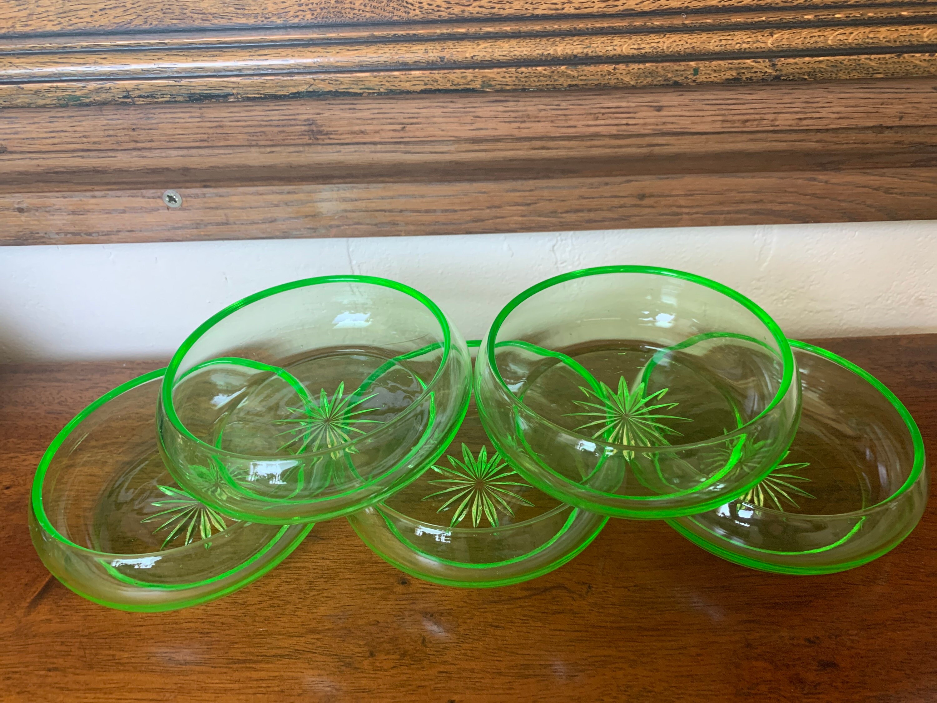Vintage Retro Uranium Green Glass Dessert Set Pudding Set Etsy UK