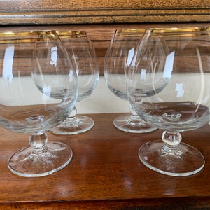 Copos de conhaque com borda dourada vintage, conjunto de quatro copos de conhaque