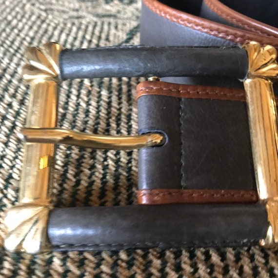 Vintage ?ESCADA?leather belt Vintage Escada Brown Leather Belt With Gold Buckle & Logo  main image 3