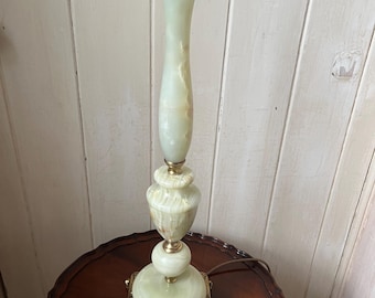 Vintage Onyx Marble Table Lamp, Large Onyx & Brass Lamp, Green Onyx Table Lamp, Large Green Onyx Marble Lamp