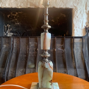 Vintage Onyx Marble Table Lamp, Onyx Marble & Brass Lamp, Large Onyx Marble Lamp, Large Ornate Onyx Marble Lamp