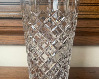 Vase en cristal taillé en diamant, vase en cristal vintage, vase en cristal des années 1980, vase à fleurs en cristal taillé