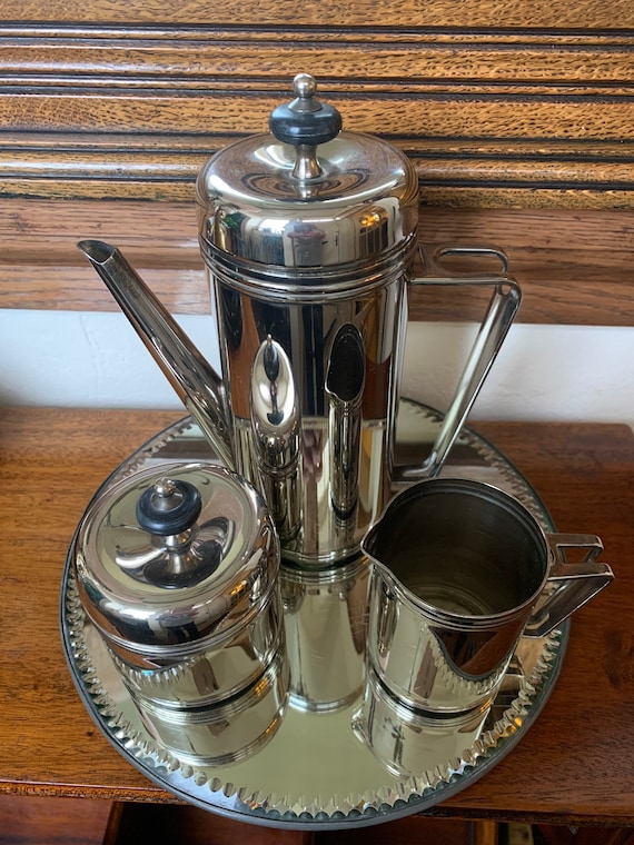 Vintage Silver Plated Art Deco Style Coffee Set, Silver