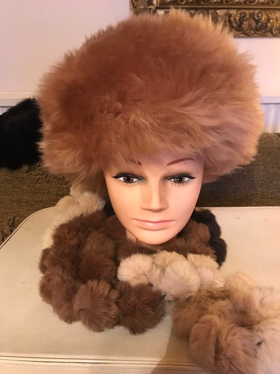 Vintage Peach Coloured Sheepskin Hat. - Etsy display picture 3