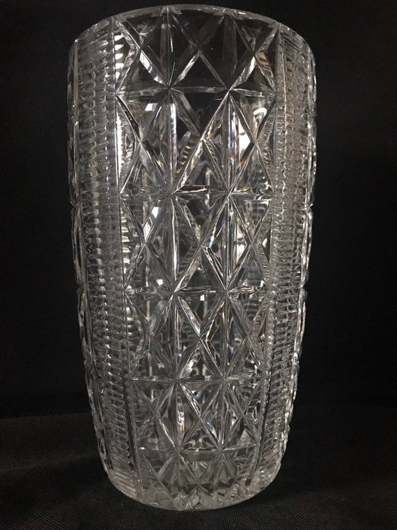 Vases Antique heavy Cut Crystal Vase Antique Crystal Flower Holder Home